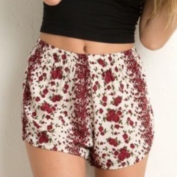Brandy Melville Pants - Brandy Melville Rose Print Shorts